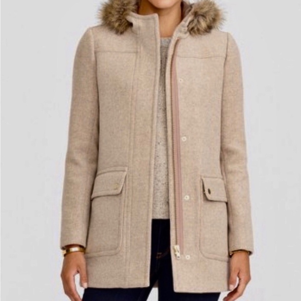 J. Crew Hooded Wool Blend Coat